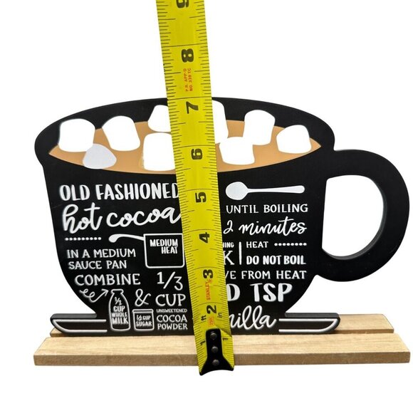 Hot Cocoa Recipe Cup Sign 10in Freestanding Farmhouse Kitchen Holiday Decor - Picture 9 of 11